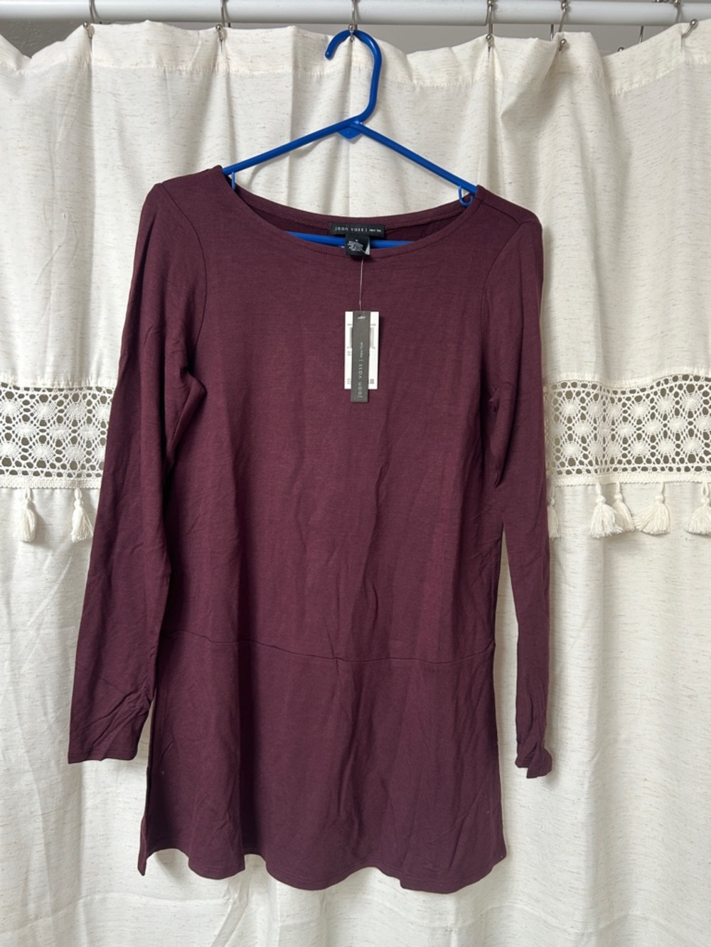 Joan Vass Scoop Neck Top in Burgundy